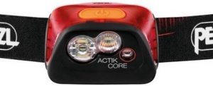 Petzl Actik Core hoofdlamp met rood licht en wit licht